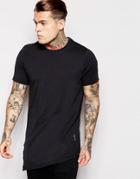 Religion Longline Asymmetric Hem T-shirt - Black