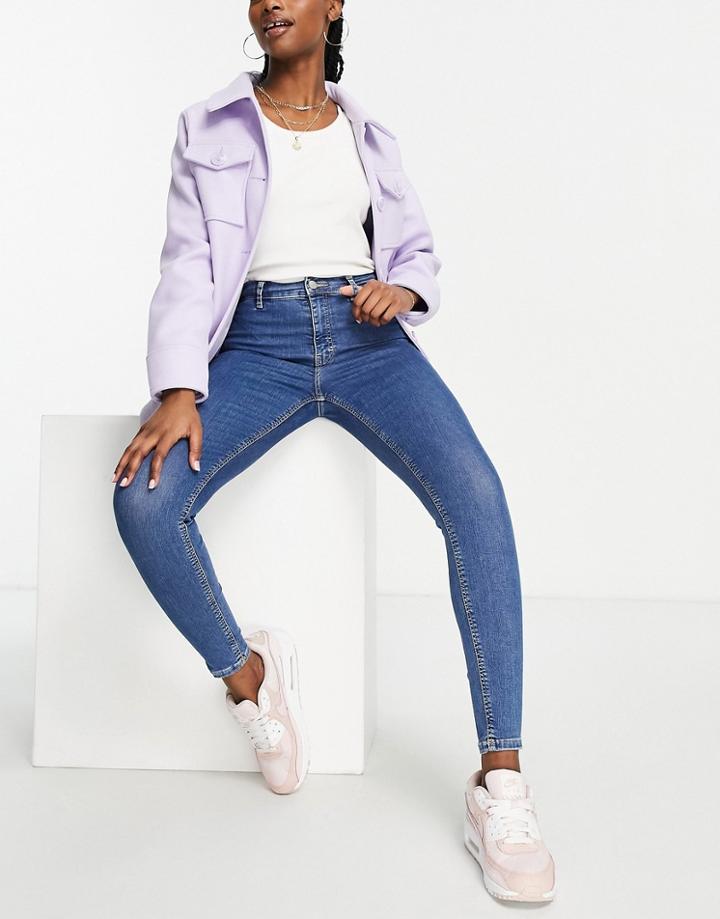 Topshop Joni Jeans In Mid Blue