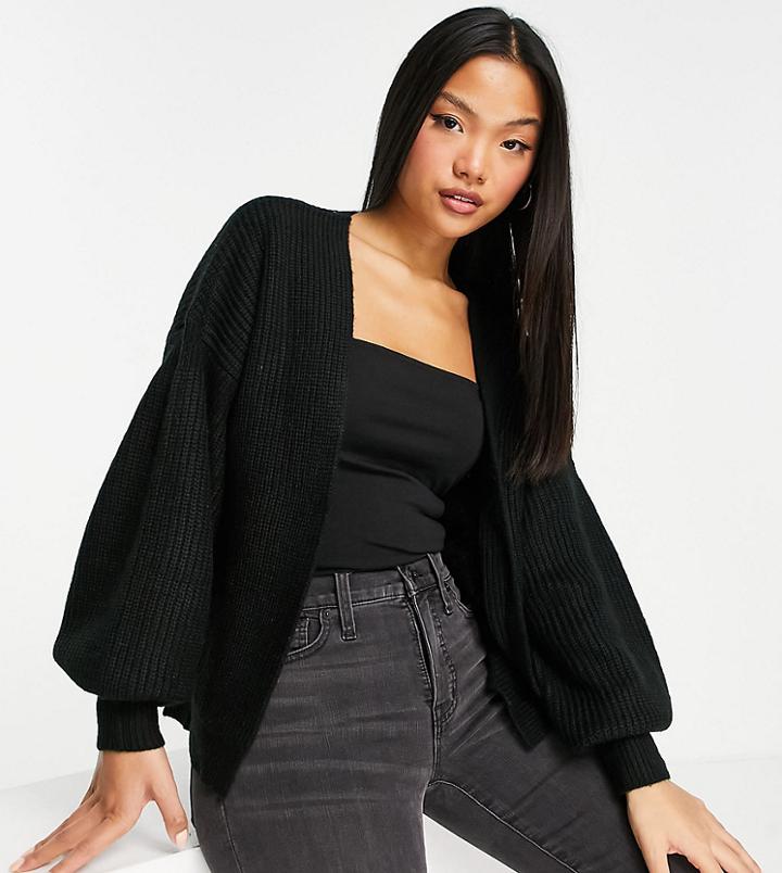 Asos Design Tall Edge To Edge Boxy Cardigan In Black