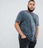 Asos Design Plus Relaxed Longline T-shirt With Pocket In Acid Wash - Gray