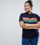 Daisy Street Plus T-shirt With Vintage Stripe - Navy