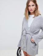 B.young Lux Belted Cardigan - Gray