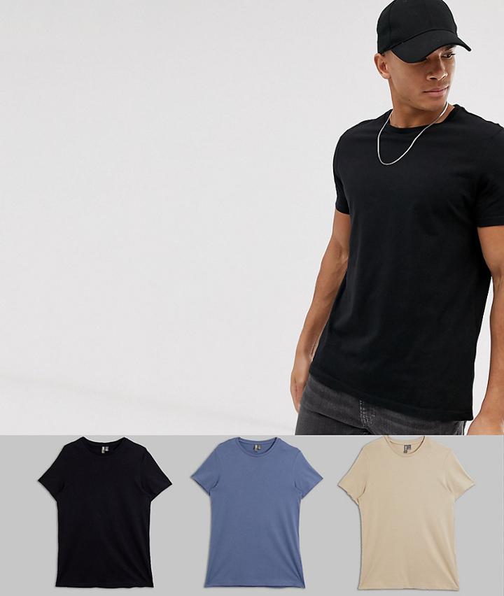 Asos Design 3 Pack Organic T-shirt With Crew Neck Save