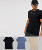 Asos Design 3 Pack Organic T-shirt With Crew Neck Save