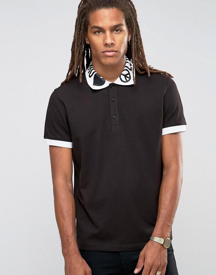 Love Moschino Printed Collar Polo Shirt - Black