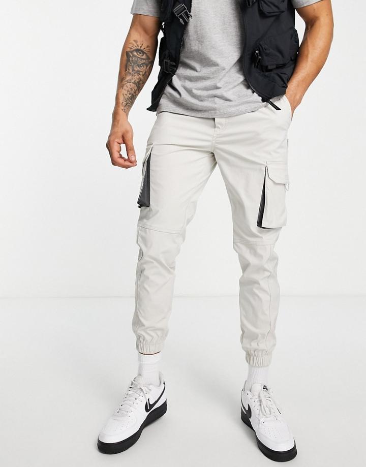 Jack & Jones Intelligence Technical Cargo Pants In Gray