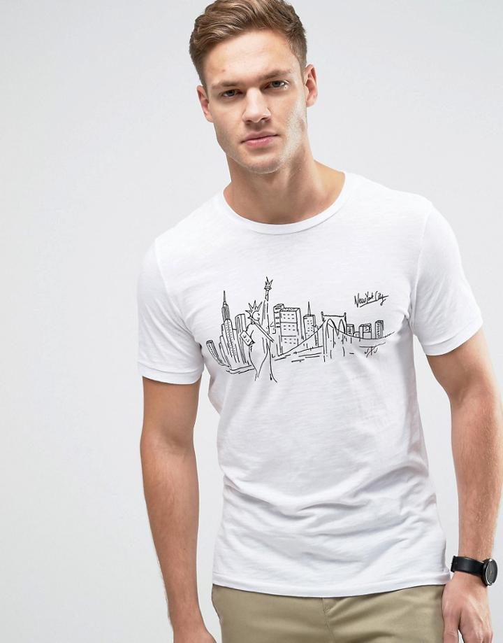 Jack & Jones Originals T-shirt With New York Print - White