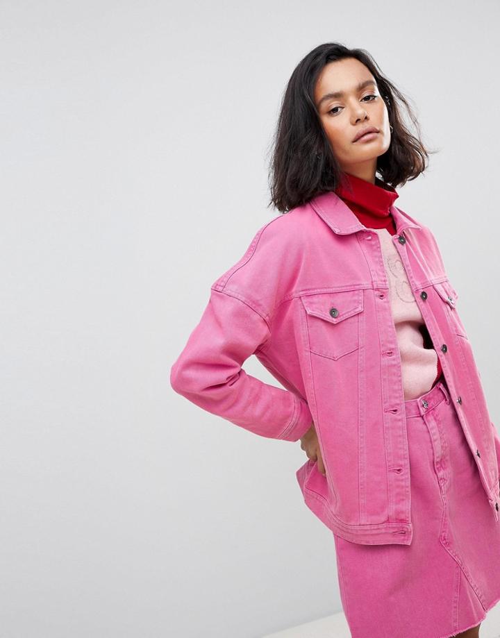 Vero Moda Oversized Colored Denim Jacket - Pink