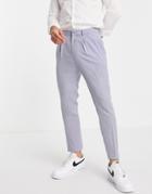 Asos Design Tapered Suit Pants With Mini Herringbone Nepp In Blue-blues