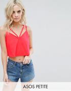 Asos Petite The Ultimate Crop Cami With Caging Detail - Pink
