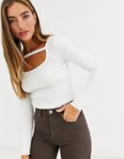 Lost Ink Fitted Sweater With Strap Detail-cream