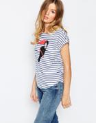 People Tree Fairtrade Cotton Bretton Stripe T-shirt With Toucan Motif - Multi