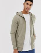 Asos Design Muscle Zip Up Hoodie In Light Green