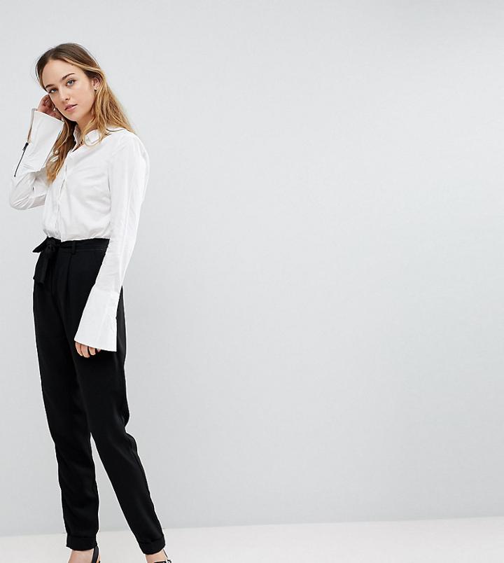 Asos Design Tall Woven Peg Pants With Obi Tie - Black