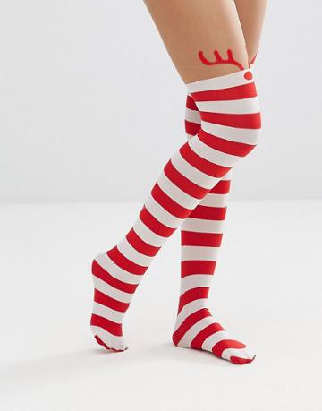 Leg Avenue Rudolph Reindeer Tights - Red