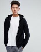 Threadbare Zip Through Knitted Hoodie - Black