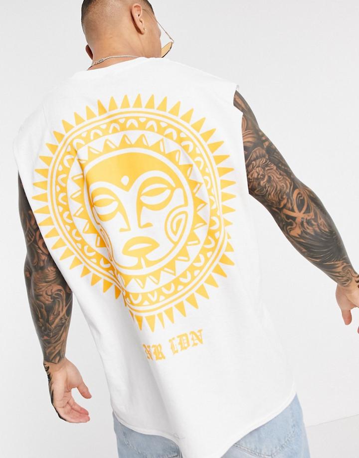 Hnr Ldn Sun Back Print Tank In White