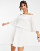 Asos Design Off Shoulder Tiered Mini Sundress In White