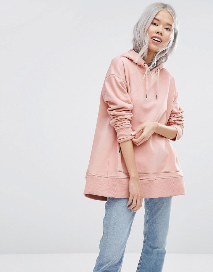Weekday Luxe Hoodie With Front Pocket - Pink