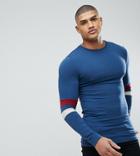 Asos Design Tall Muscle Fit Long Sleeve T-shirt With Contrast Sleeve Panels - Multi