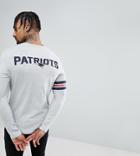 Majestic Muscle Fit Long Sleeve T-shirt With Patriots Back Print - Gray