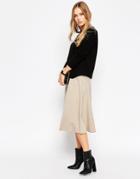 Asos Full Midi Skirt In Bonded Scuba - Gray