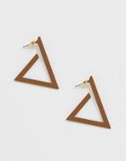 Asos Design Earrings In Triangle Design In Matte Brown - Brown