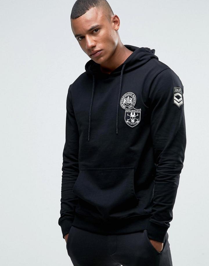 Only & Sons Hoodie With Badges - Black