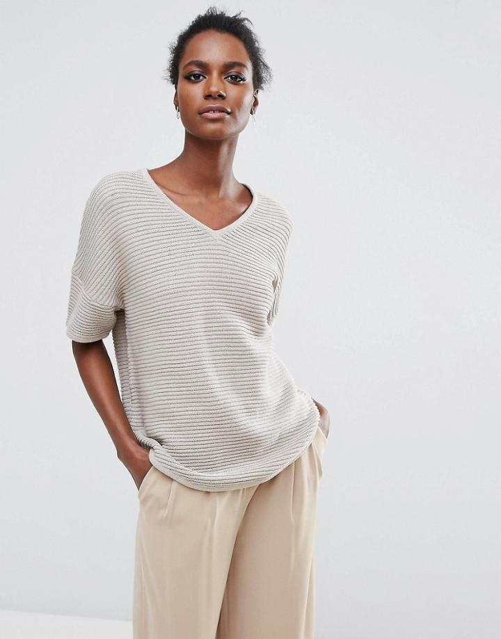 Selected Femme Short Sleeve Knit - Gray