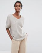 Selected Femme Short Sleeve Knit - Gray