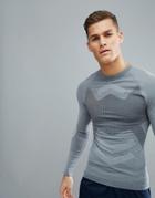 Asos 4505 Compression Long Sleeve T-shirt With Seamless Knit - Gray