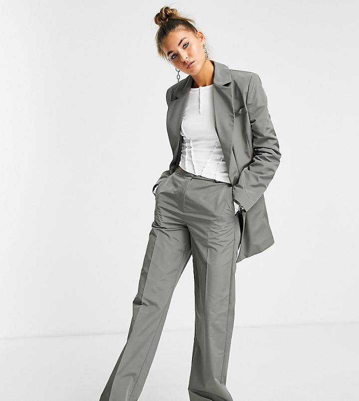 Collusion Y2k Nylon Tech Tailored Pants In Gray - Part Of A Set-grey