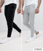 Asos Skinny Joggers 2 Pack Black/gray Save - Multi
