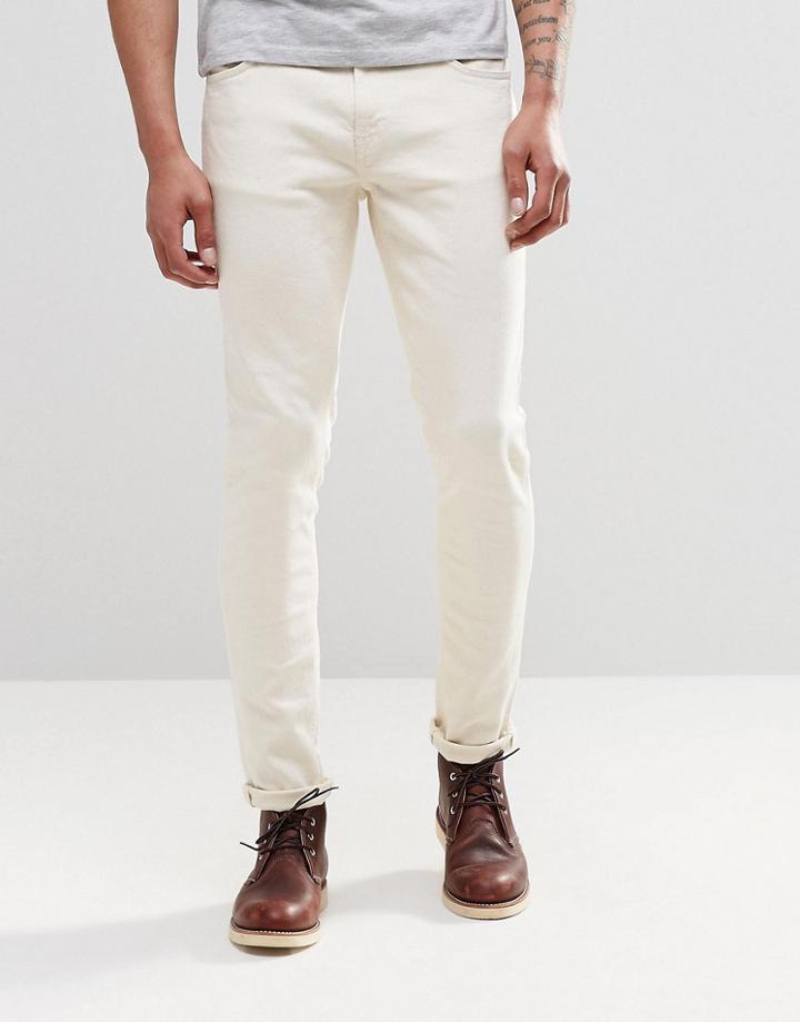 Nudie Skinny Lin Super Skinny Jeans Ecru Stretch - White
