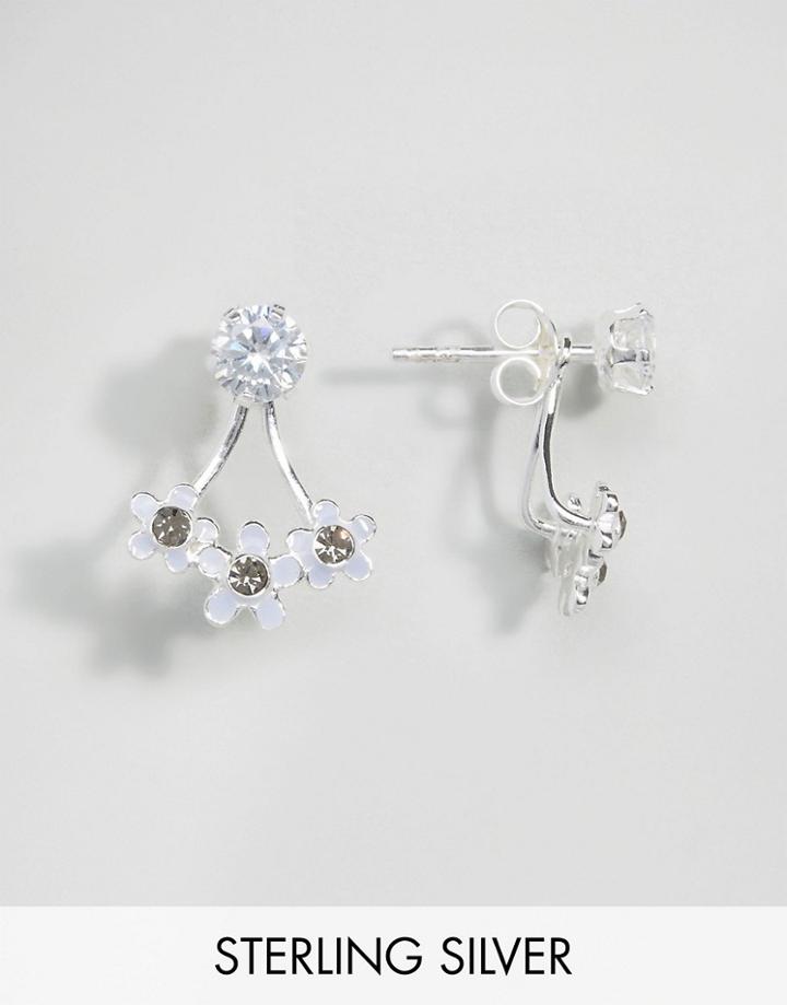 Asos Wedding Sterling Silver Daisy Swing Earrings - Silver
