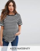 Asos Maternity Stripe T-shirt With Roll Sleeve - Multi