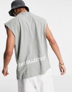 Asos Dark Future Tank In Khaki With Logo Print-green