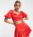 Collective The Label Exclusive Frill Hem Mini Skirt In Pillarbox Red - Part Of A Set