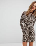 Warehouse Leopard Print Sweater Dress - Multi