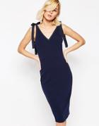 Asos Tie Strap Pencil Dress - Navy