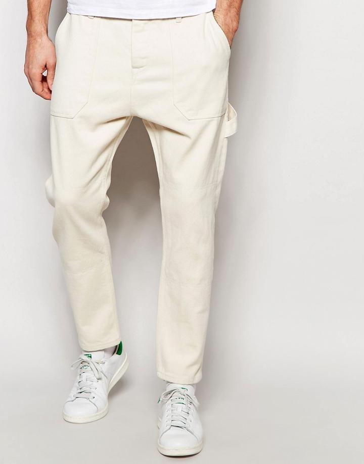 Asos Bow Leg Jeans In Ecru - Ecru