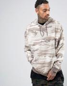 Asos Oversized Hoodie In Washed Camo - Beige
