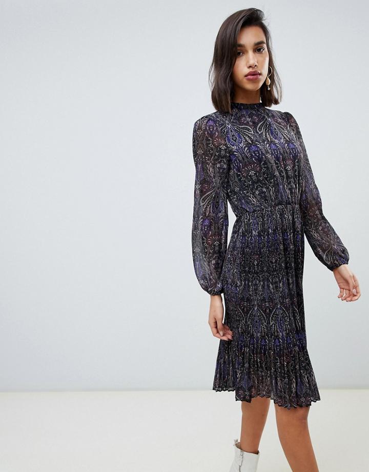 Vero Moda Floral Pleated Midi Dress - Multi