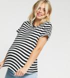 Asos Design Maternity Ultimate T-shirt In Black And White Stripe-multi