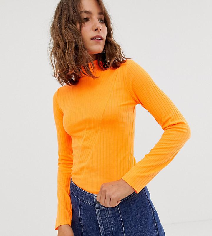 River Island Roll Neck Top In Neon Orange - Orange