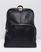 Oasis Faux Leather Zip Backpack - Black