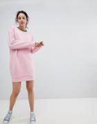Asos Design Scuba Cocoon Sweat Dress With Rib Trim - Pink