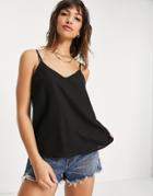 Asos Design Double Layer V Neck Cami In Black