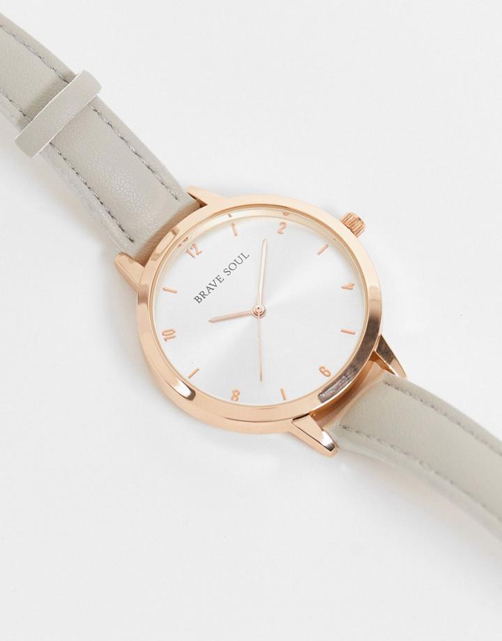 Brave Soul Faux Leather Watch-grey
