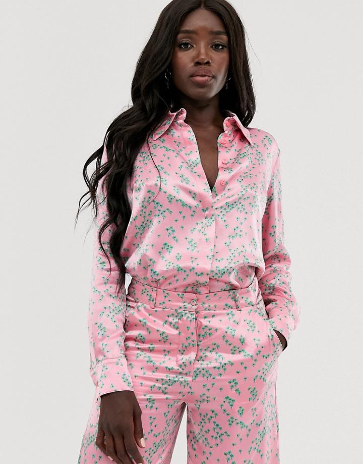 Ghost Lucy Floral Print Satin Pyjama Shirt